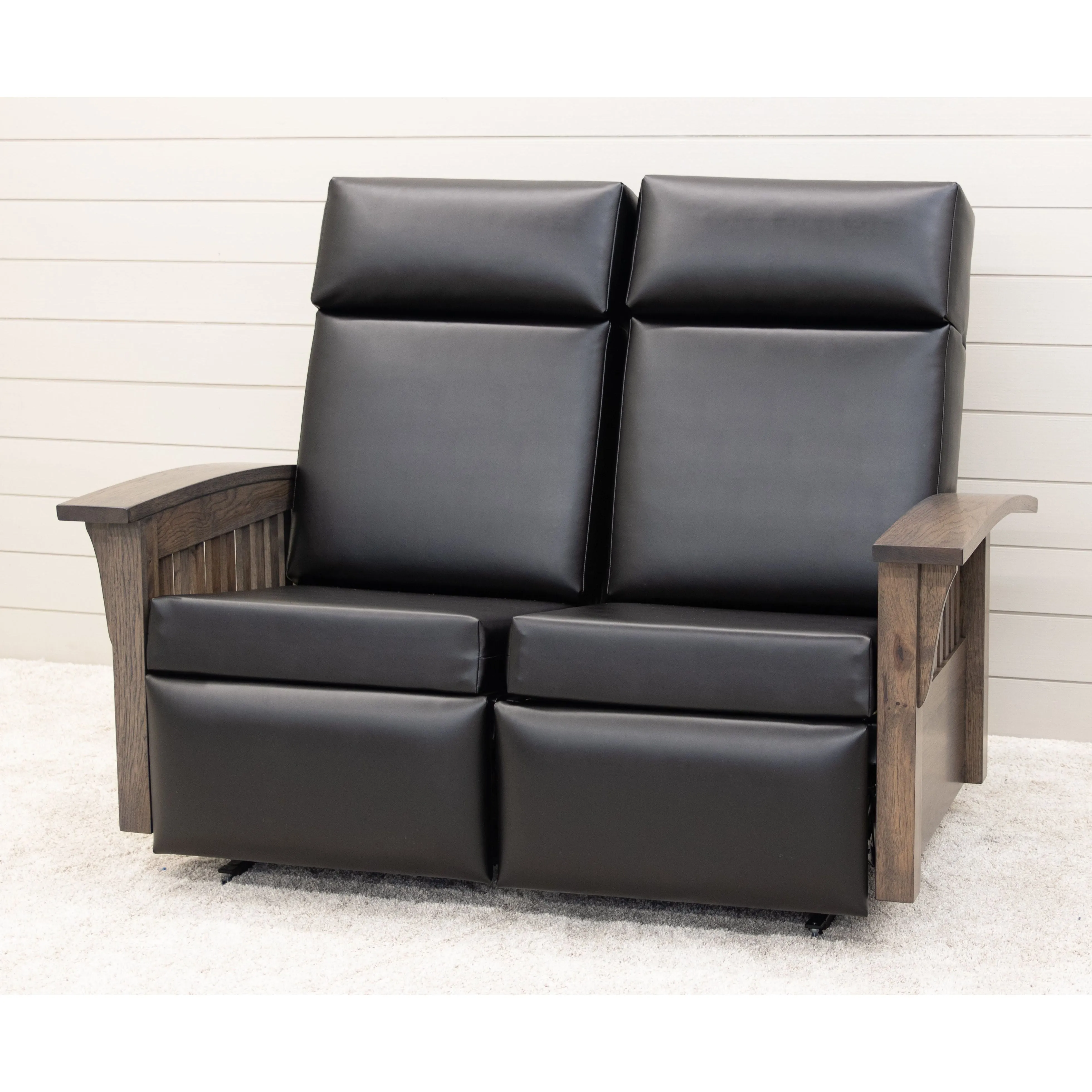 Mission Reclining Loveseat with Wood Arms