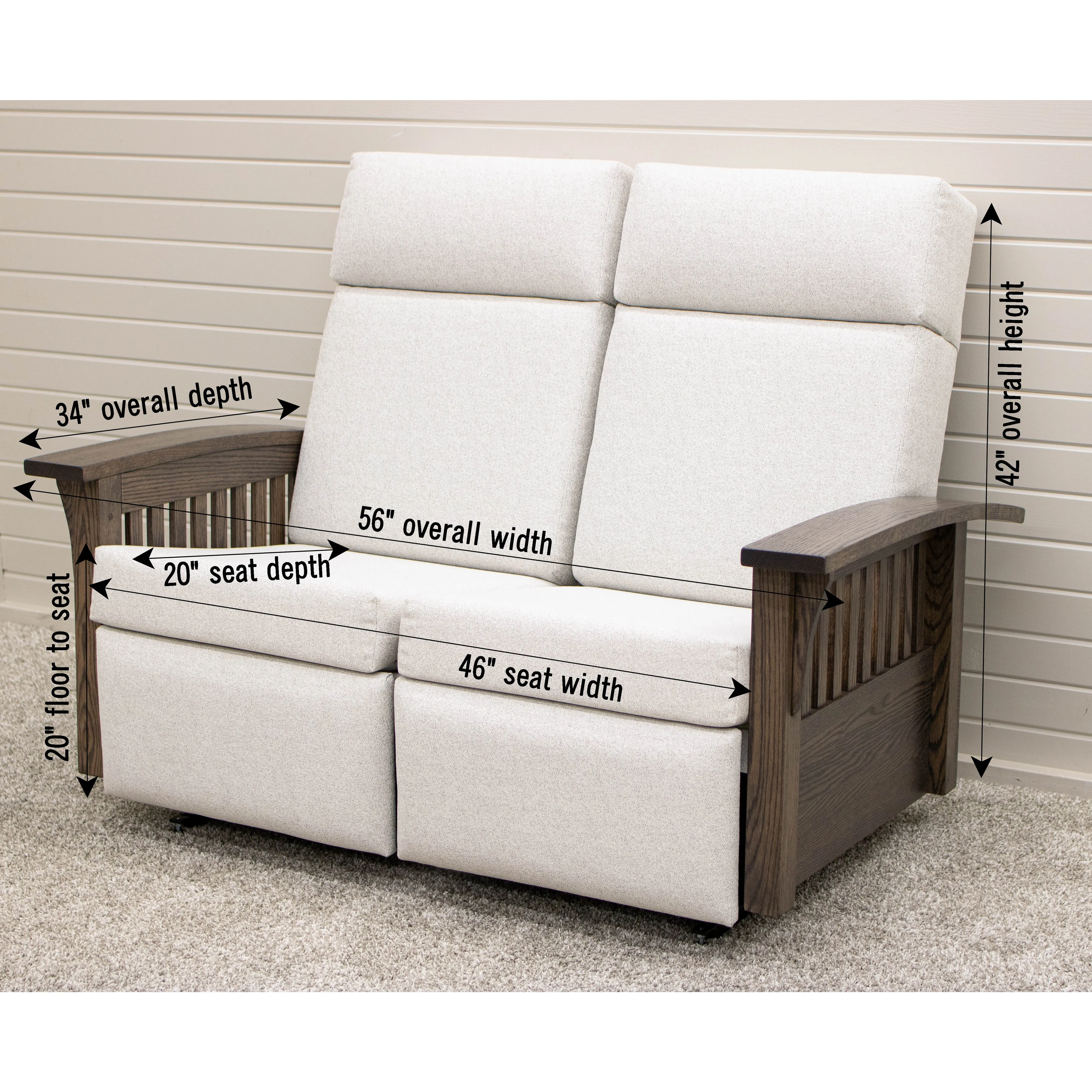 Mission Reclining Loveseat with Wood Arms