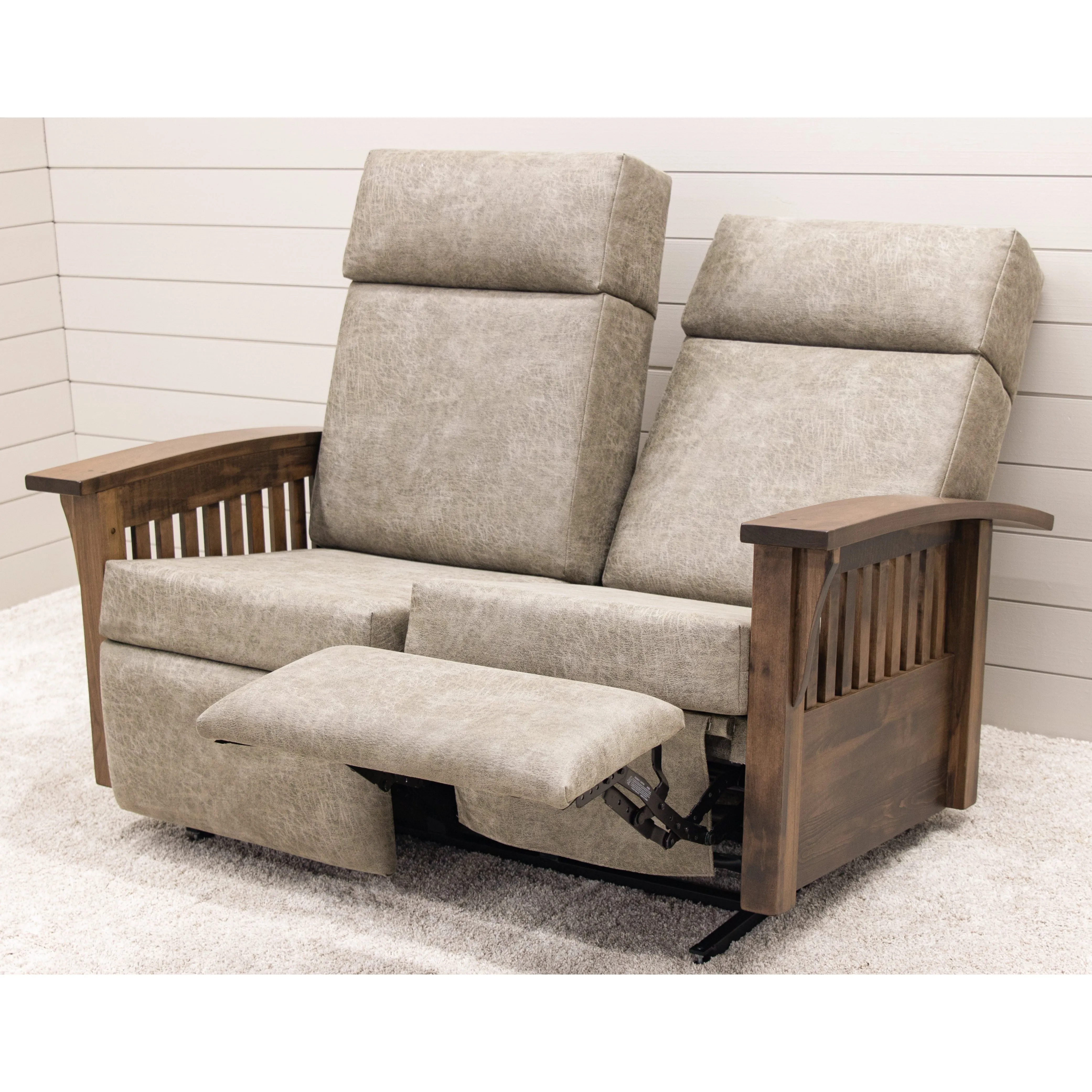 Mission Reclining Loveseat with Wood Arms