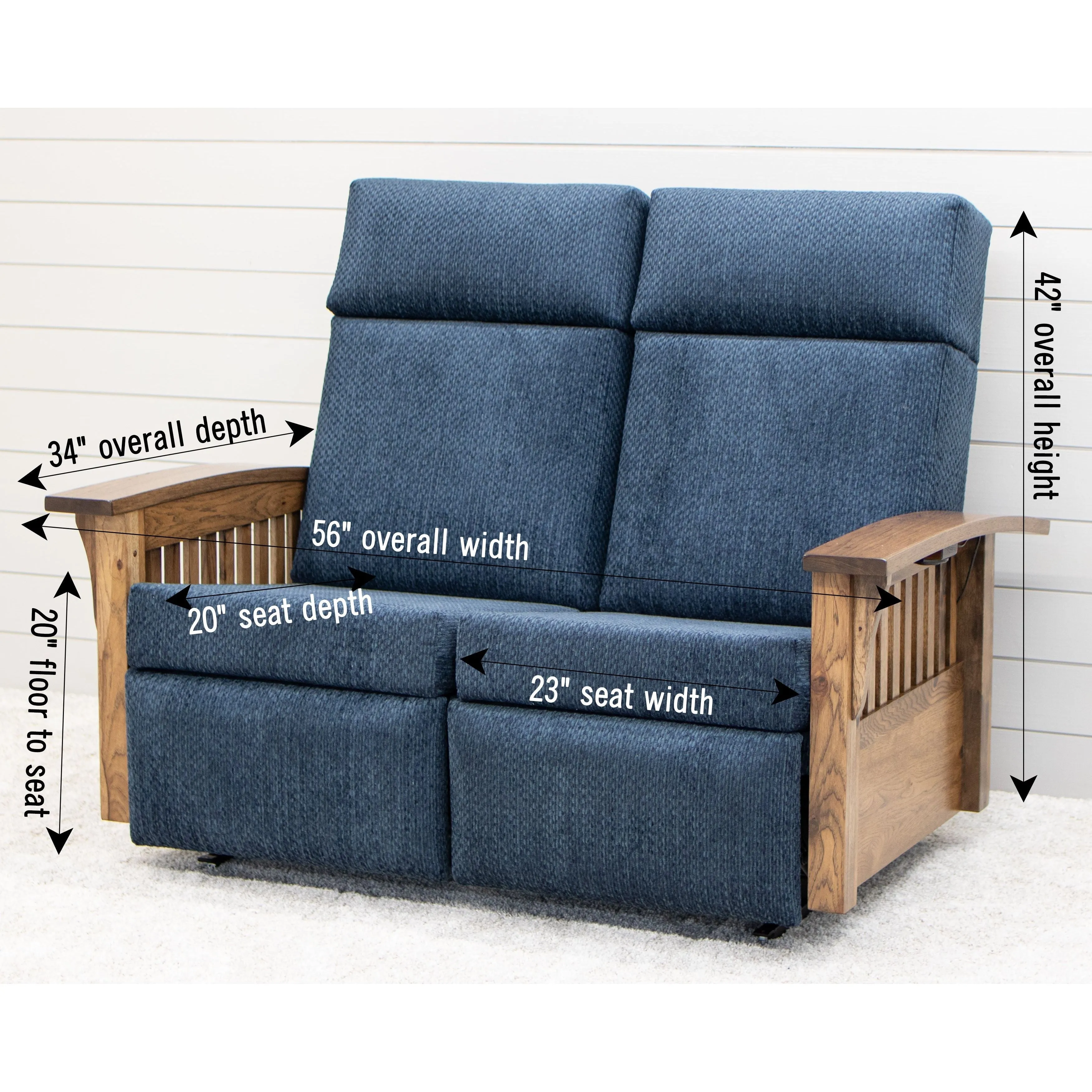 Mission Reclining Loveseat with Wood Arms