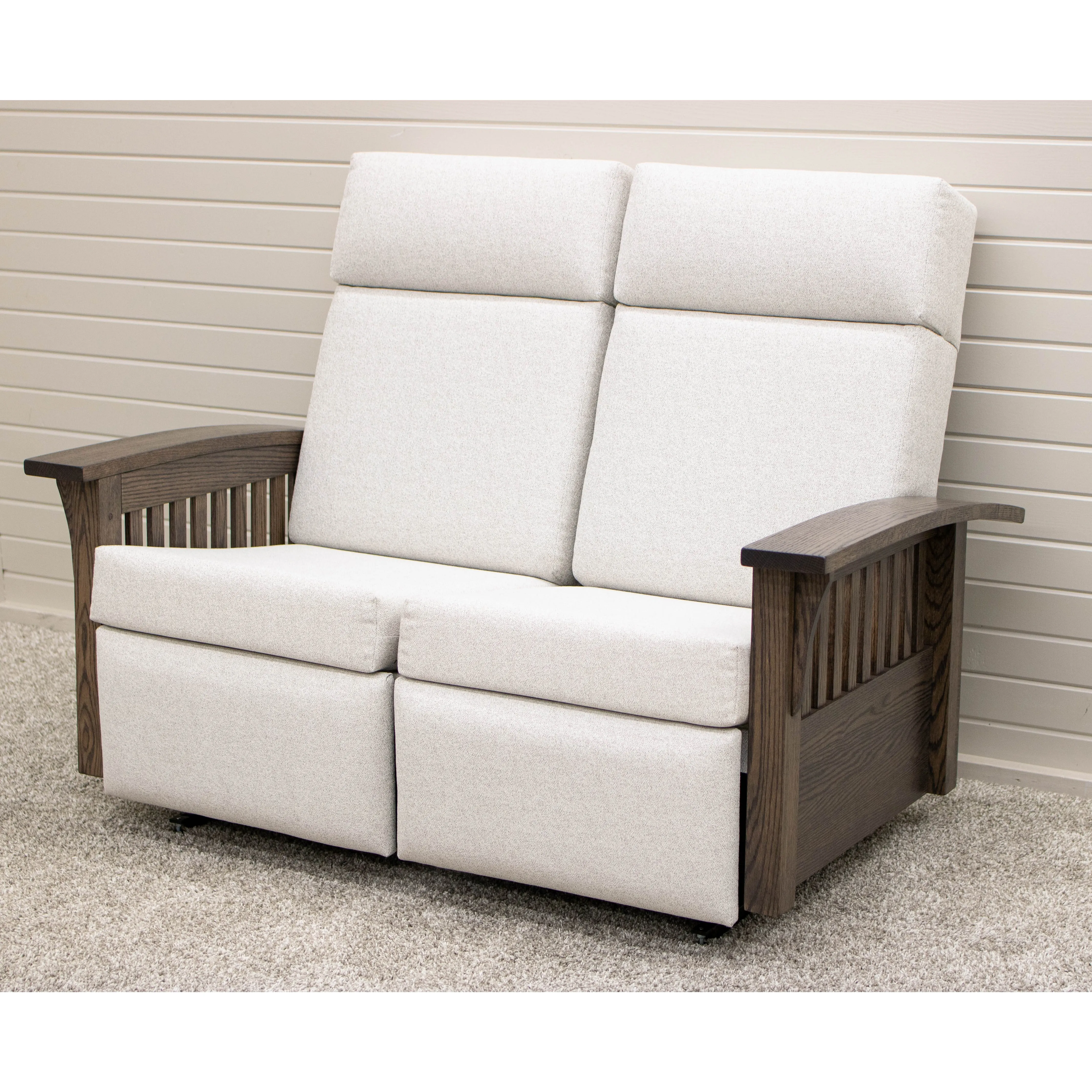 Mission Reclining Loveseat with Wood Arms