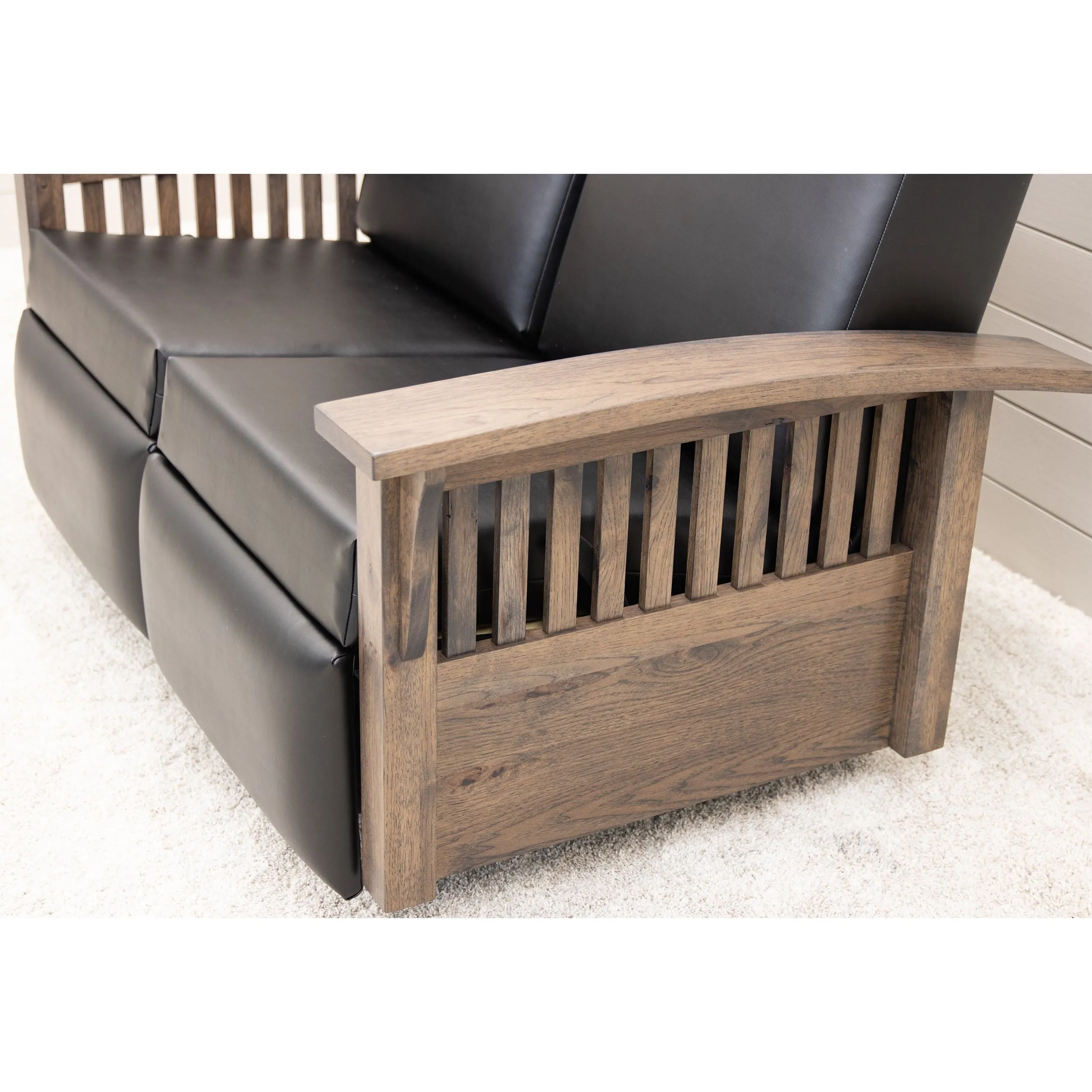 Mission Reclining Loveseat with Wood Arms