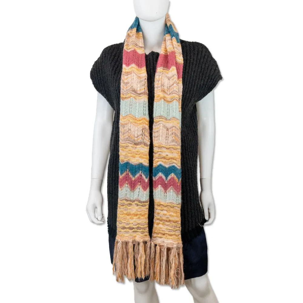 Missoni Striped Chevron Multicolor Knit Scarf