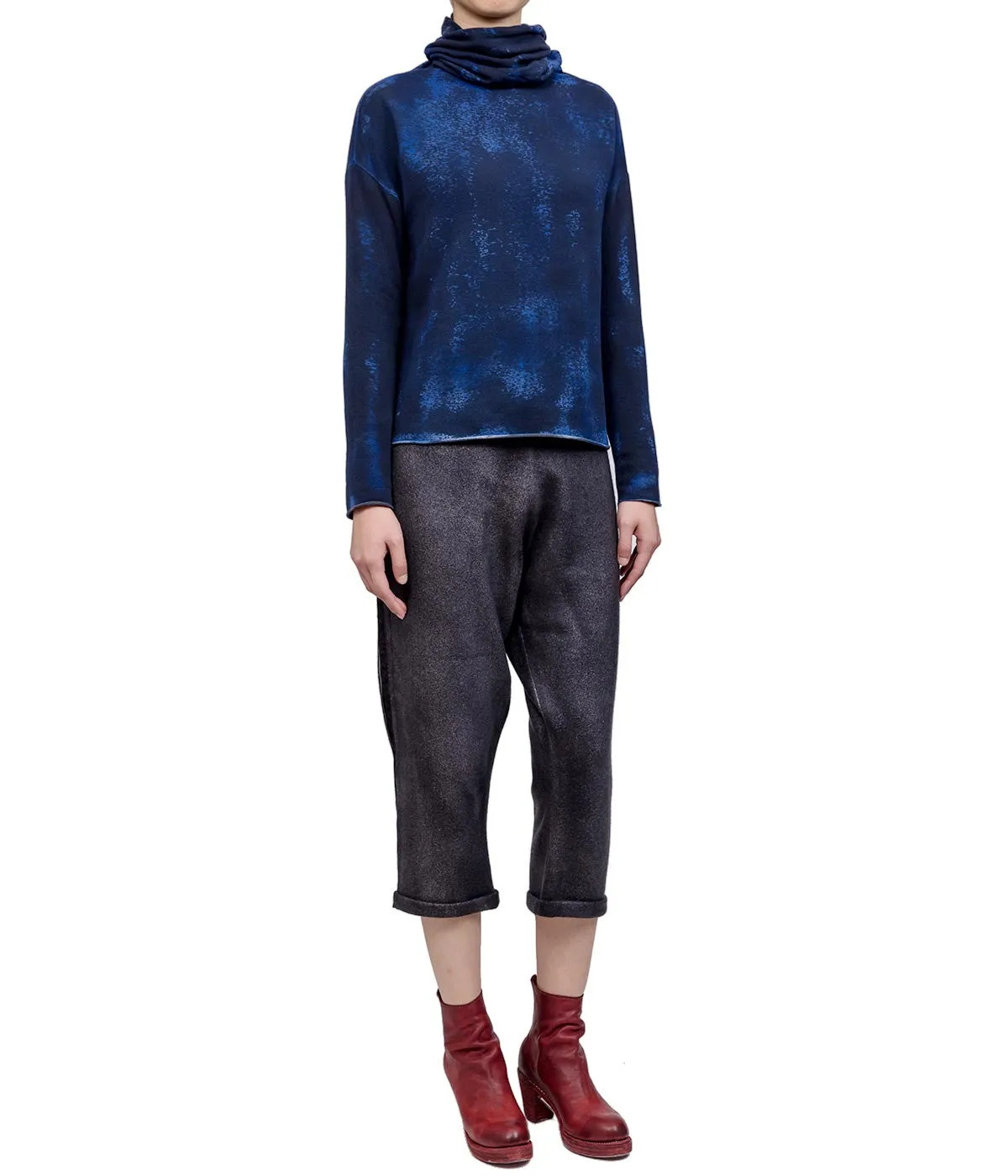 Mixed Indigo Turtleneck Sweatshirt