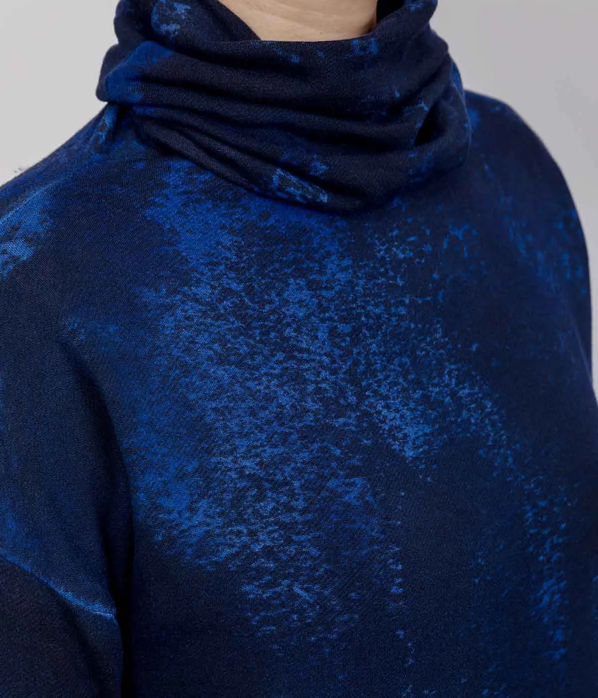 Mixed Indigo Turtleneck Sweatshirt