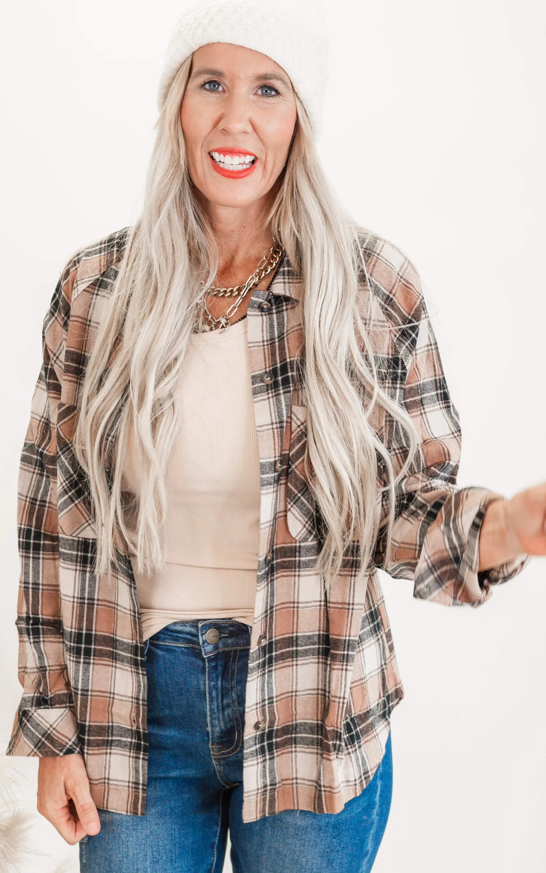 Mocha Plaid Button Down Shirt