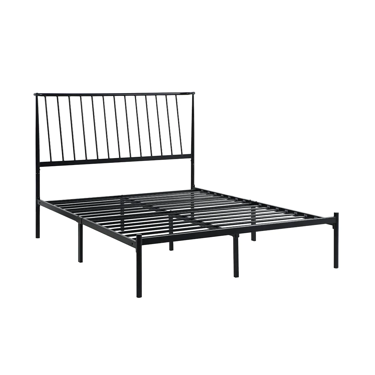 Modern Black Full Platform Bed with Metal Frame - No Box Spring Needed