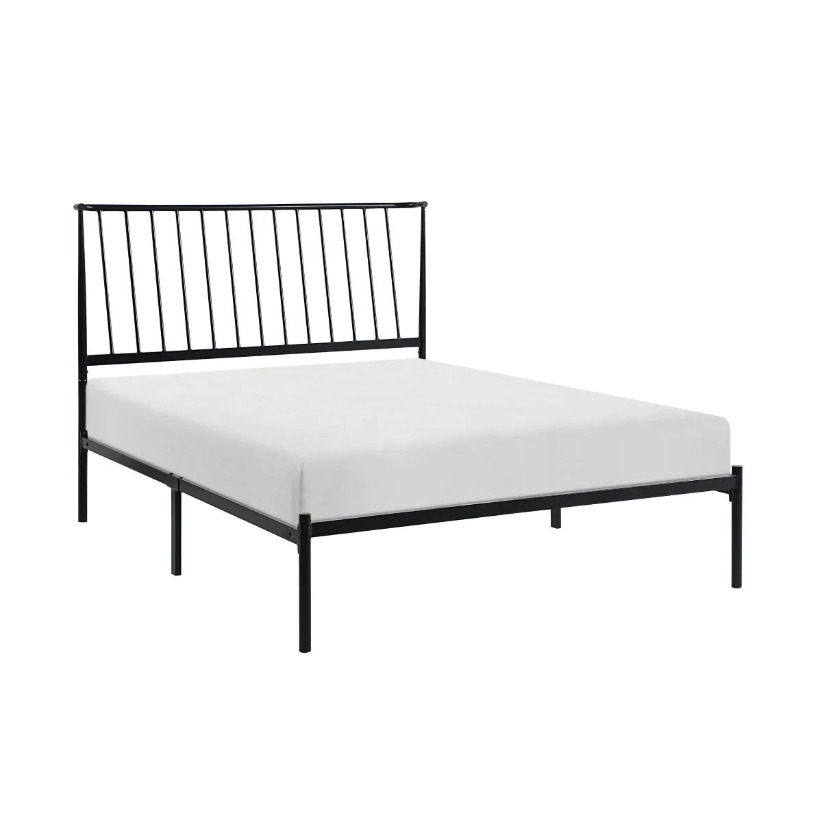 Modern Black Full Platform Bed with Metal Frame - No Box Spring Needed