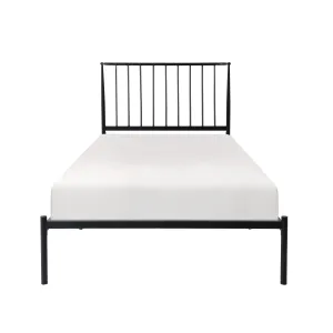 Modern Black Twin Platform Bed with Metal Frame - No Box Spring Needed