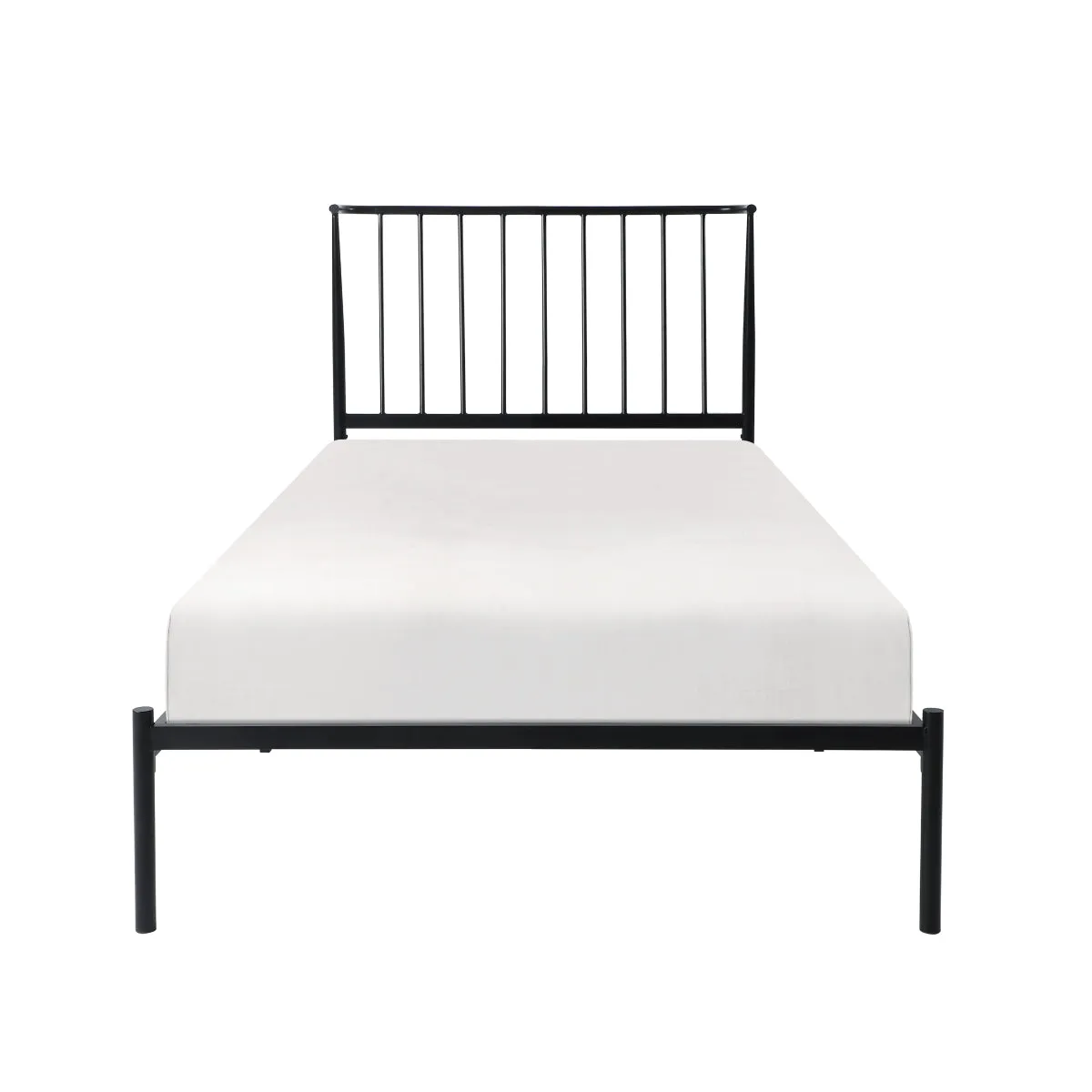 Modern Black Twin Platform Bed with Metal Frame - No Box Spring Needed