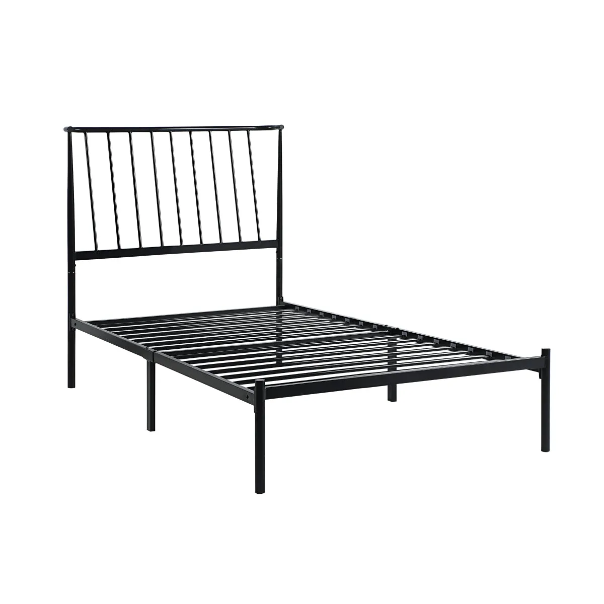 Modern Black Twin Platform Bed with Metal Frame - No Box Spring Needed