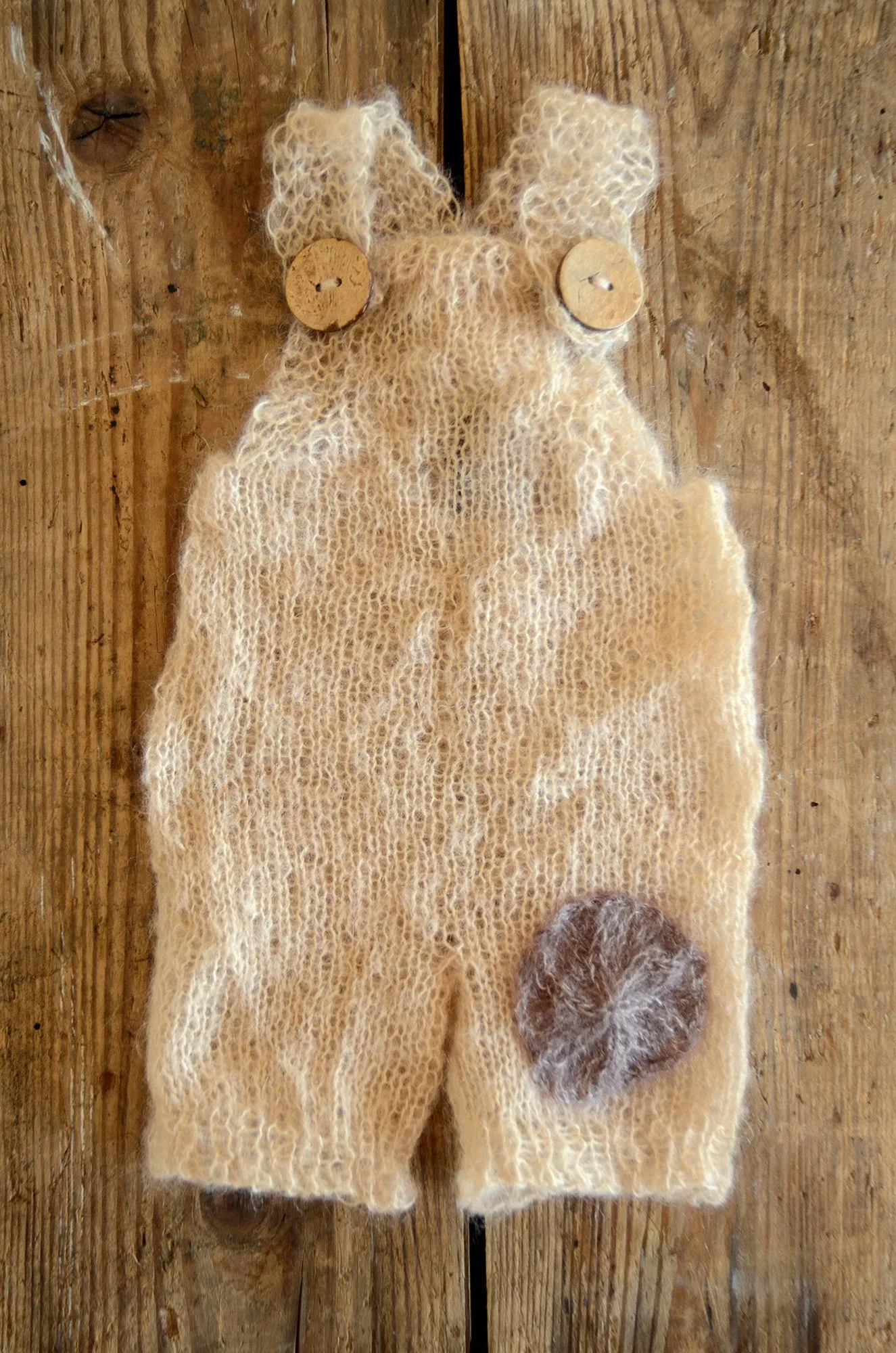 Mohair Overall with Patch and Buttons - Beige