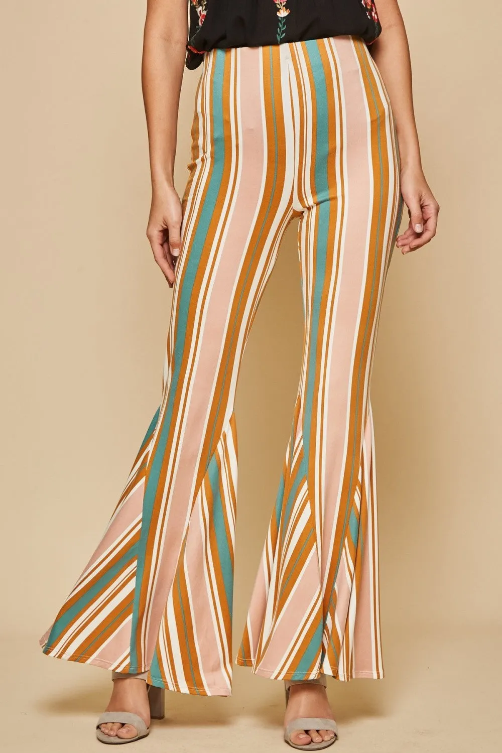 Multicolor Striped Bell Bottoms