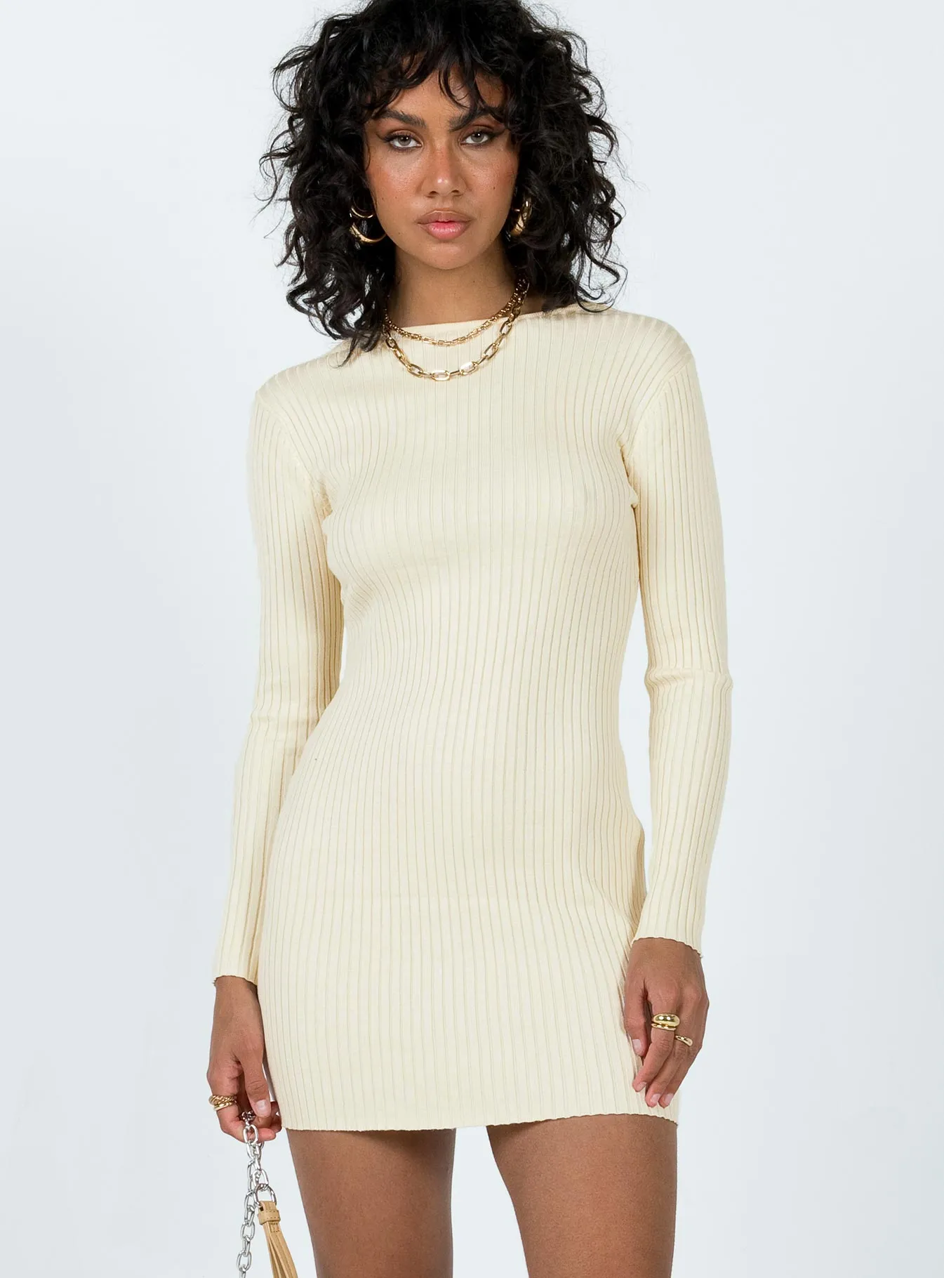 Nadine Long Sleeve Mini Dress Cream