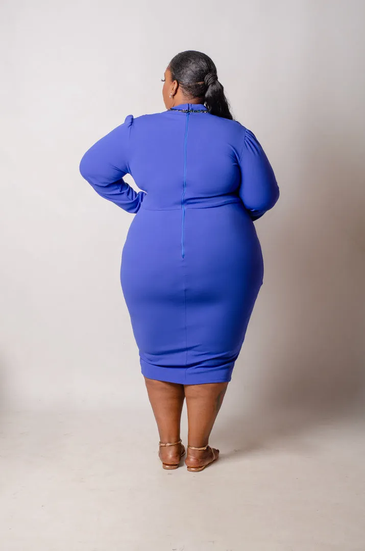 Nova Keyhole Dress - Blue