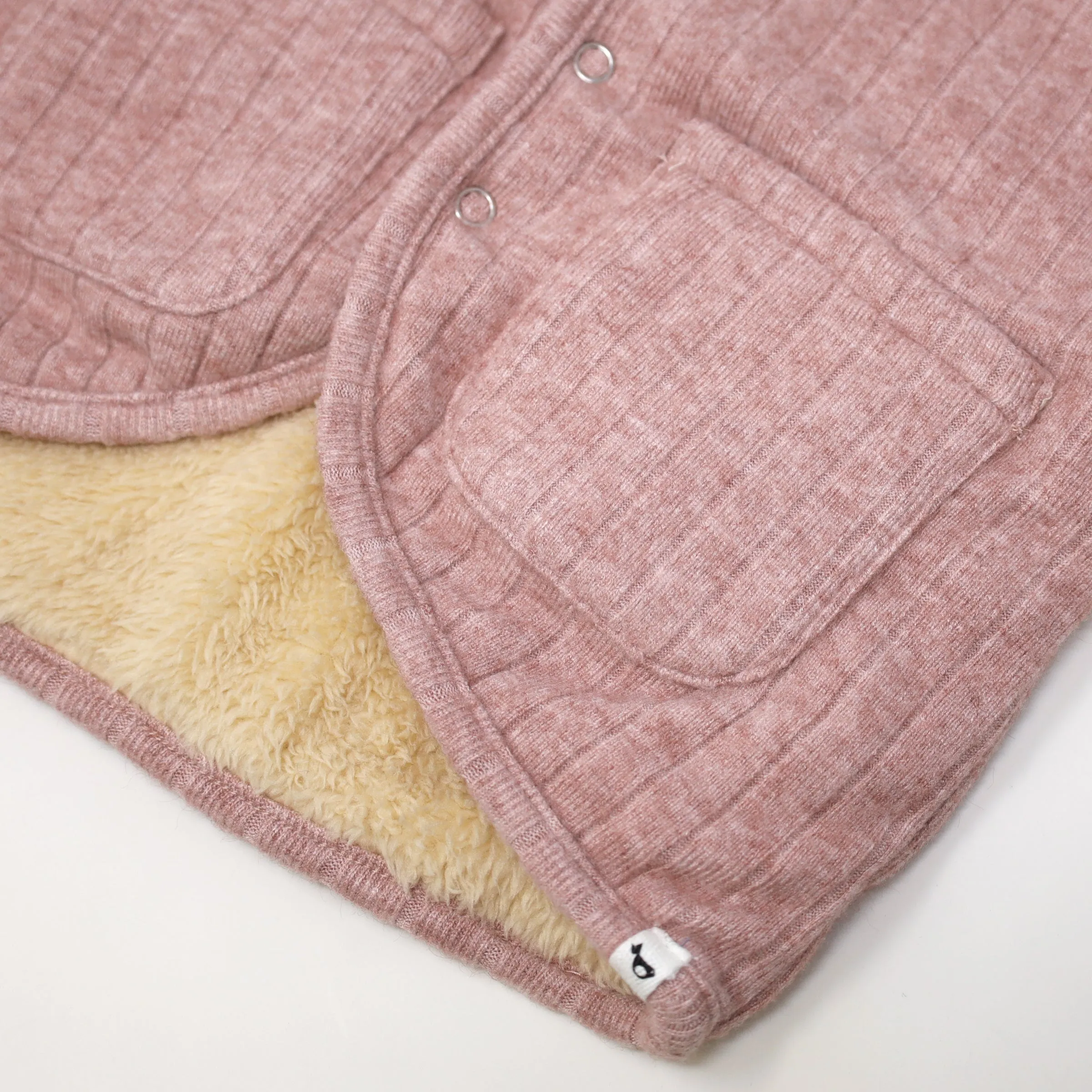 oh baby! Wide Rib Sweater Knit Winter Snowdrift Jacket - Blush Heather (Biscuit Lining)