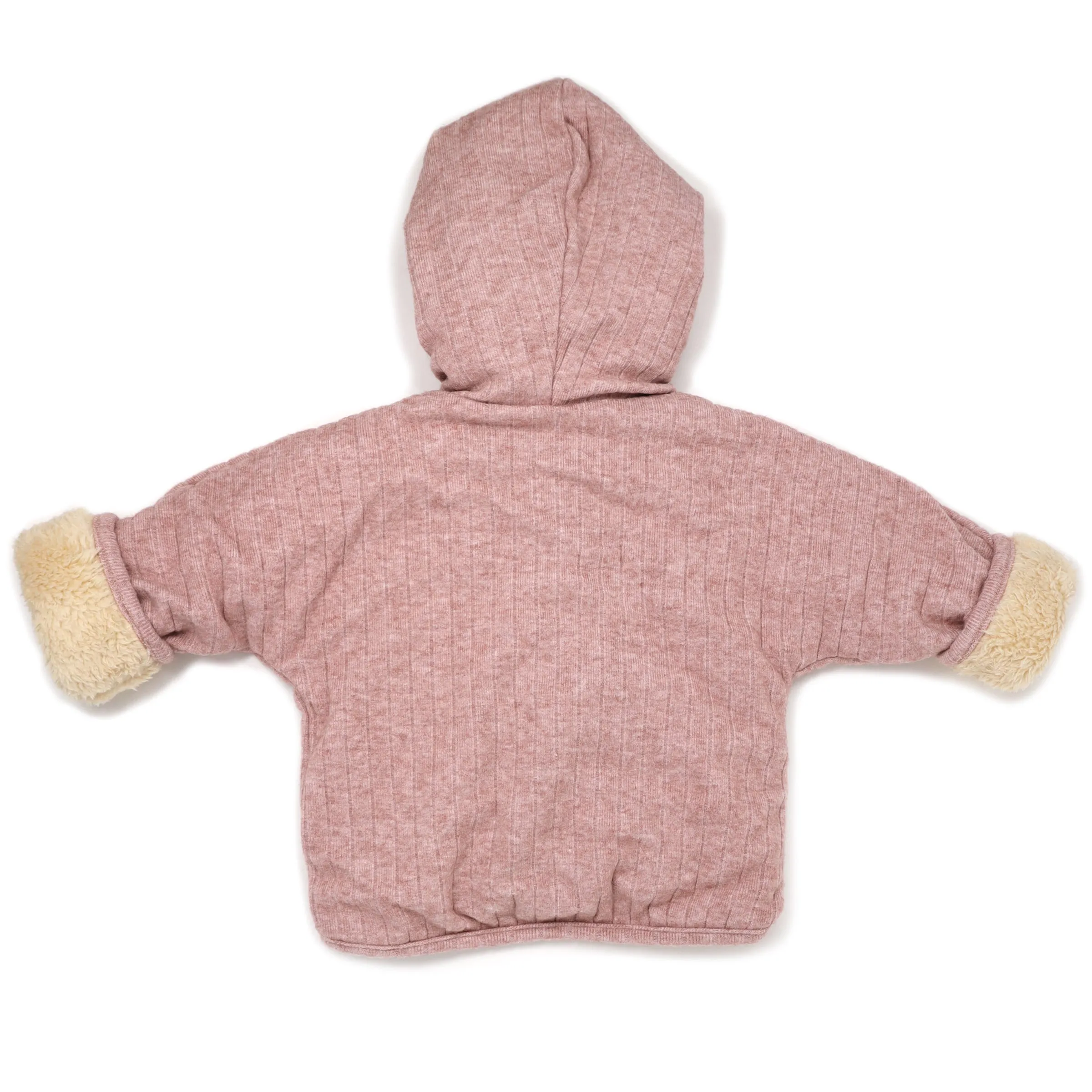 oh baby! Wide Rib Sweater Knit Winter Snowdrift Jacket - Blush Heather (Biscuit Lining)