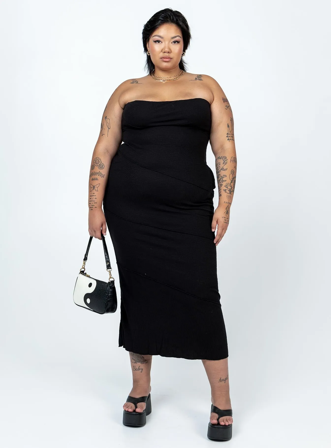 Oscar Midi Dress Black Curve