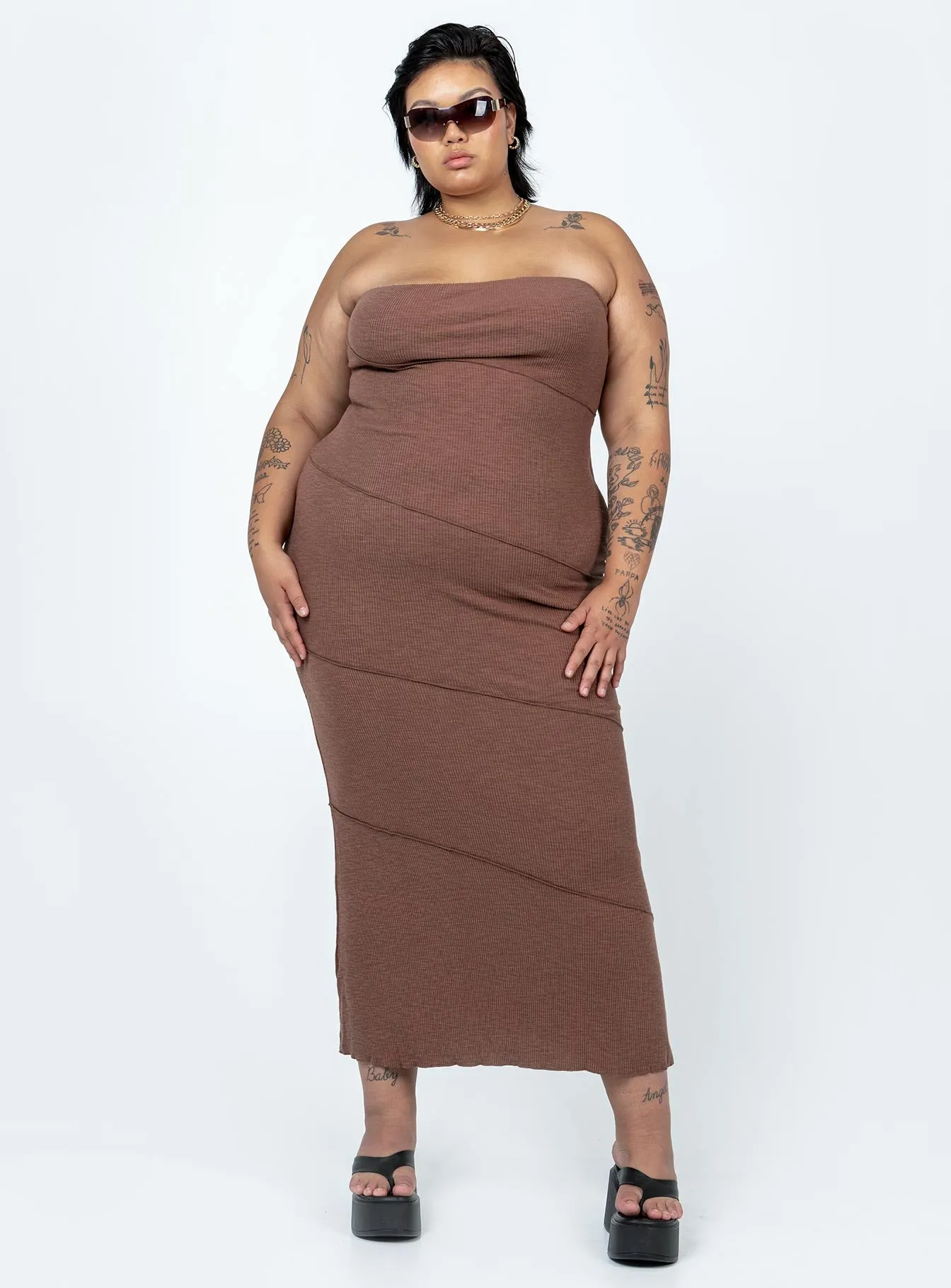 Oscar Midi Dress Brown Curve