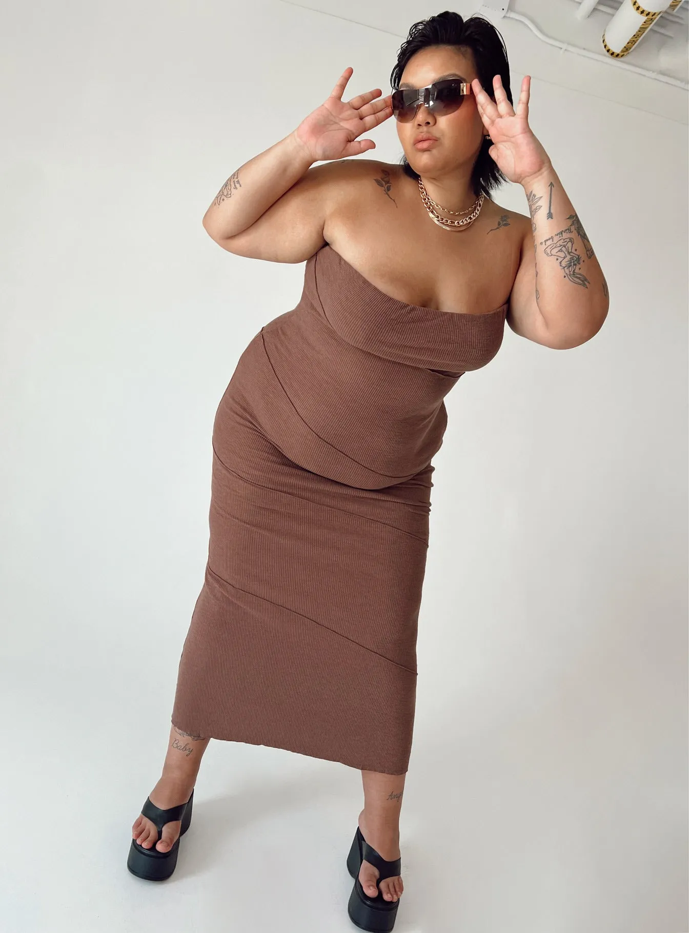 Oscar Midi Dress Brown Curve