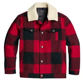 Pendleton Stadium Cloth Plaid Trucker Jacket Red / Black Buffalo Check