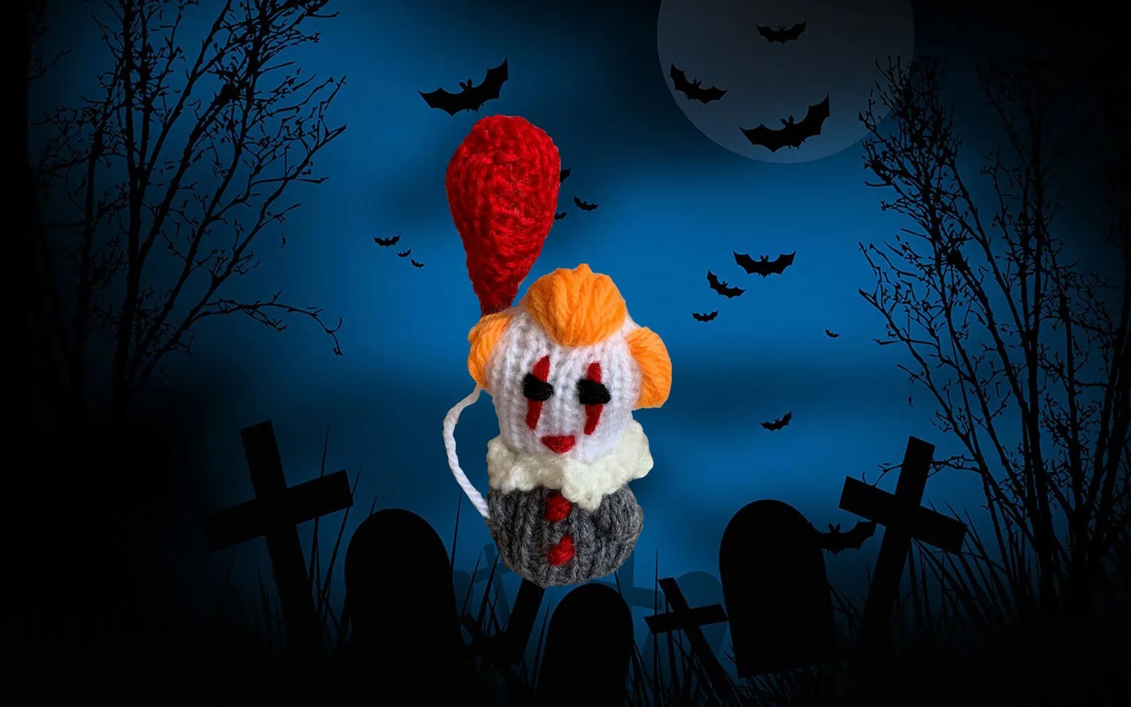 Pennywise Clown Knitted Toy :: Made To Order