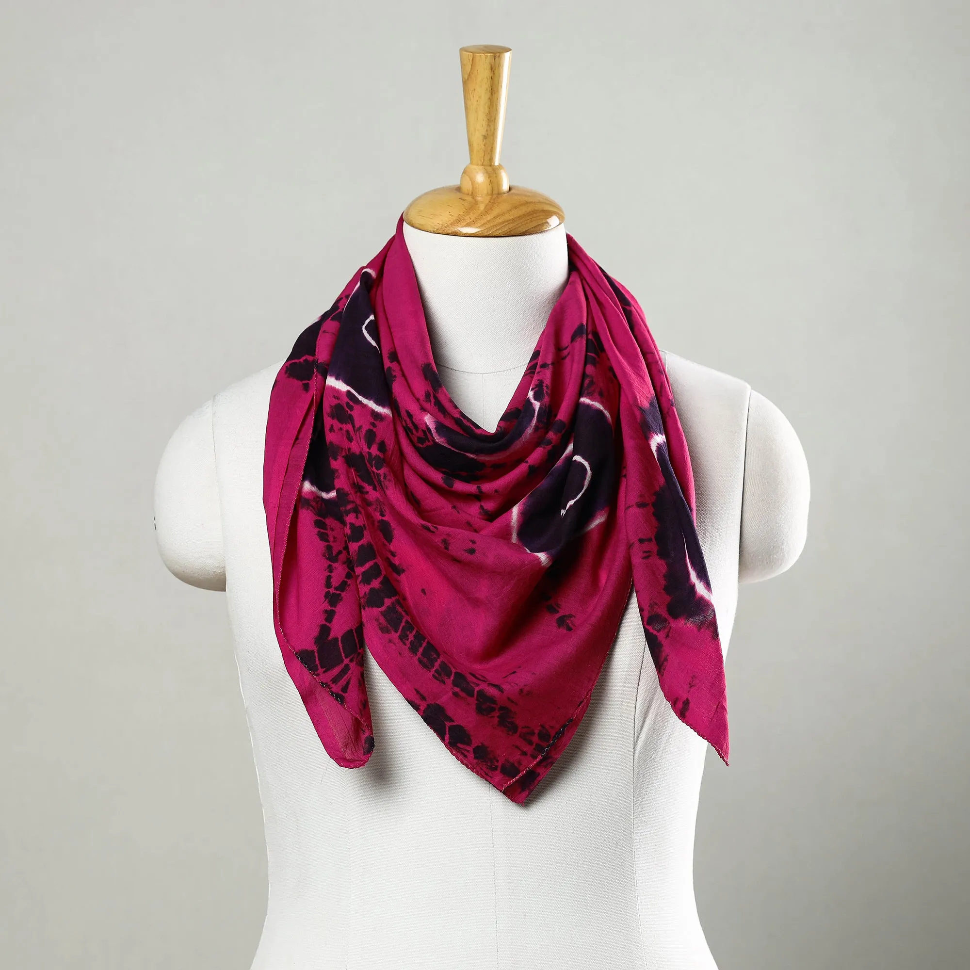 Pink - Shibori Tie-Dye Mul Cotton Scarf