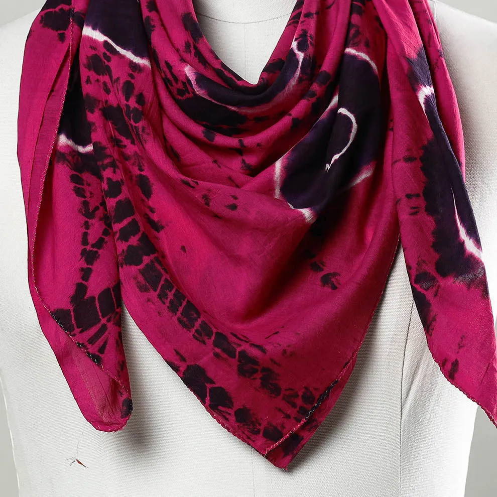 Pink - Shibori Tie-Dye Mul Cotton Scarf