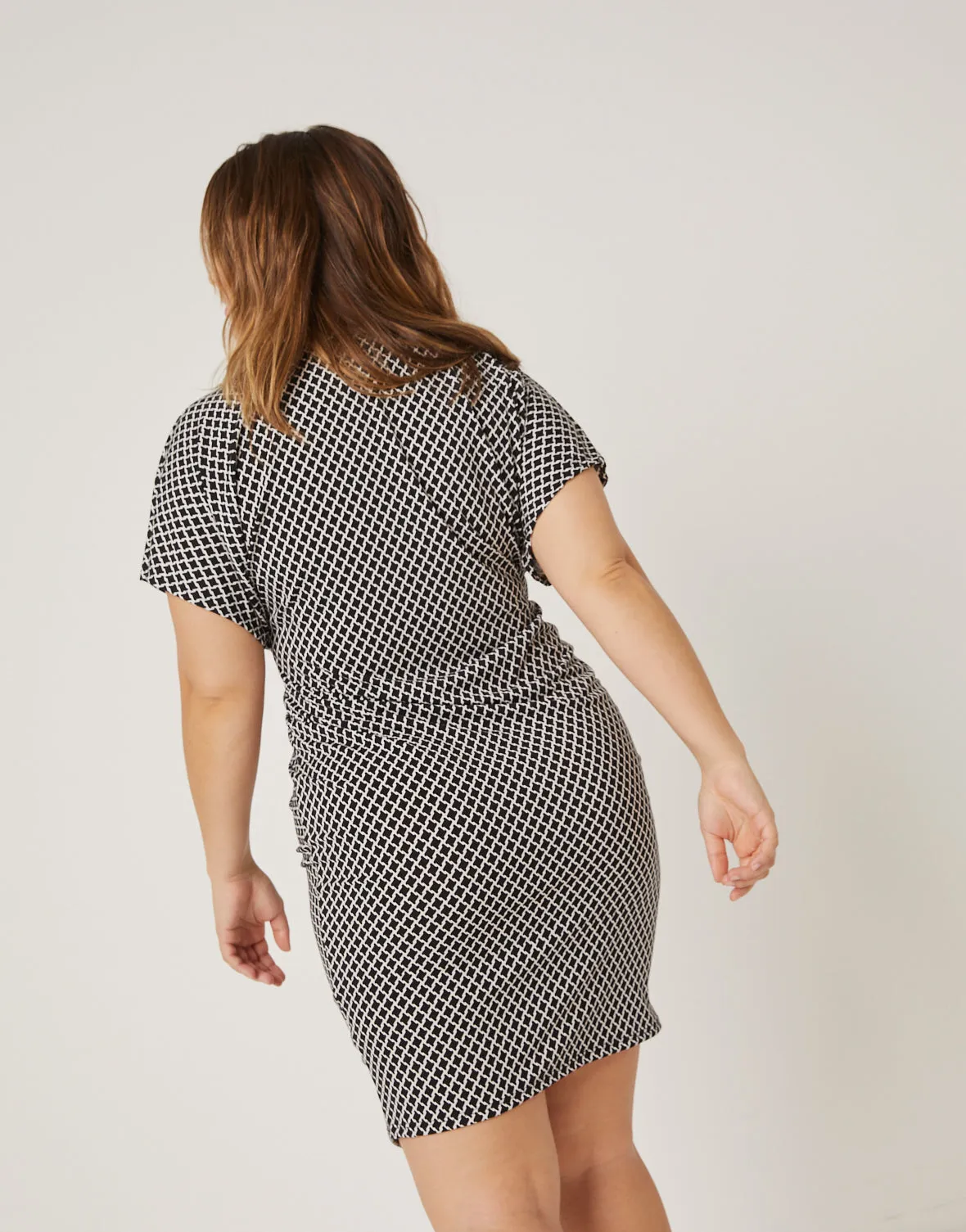 Plus Size Twist Front Patterned Dress