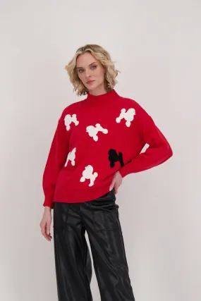 Poodle Turtleneck Sweater With Back-Tie Detail