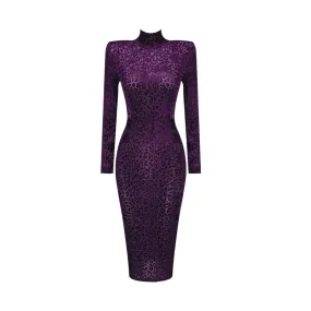 Pre Order:  Leopard Velvet Bodycon Midi Dress