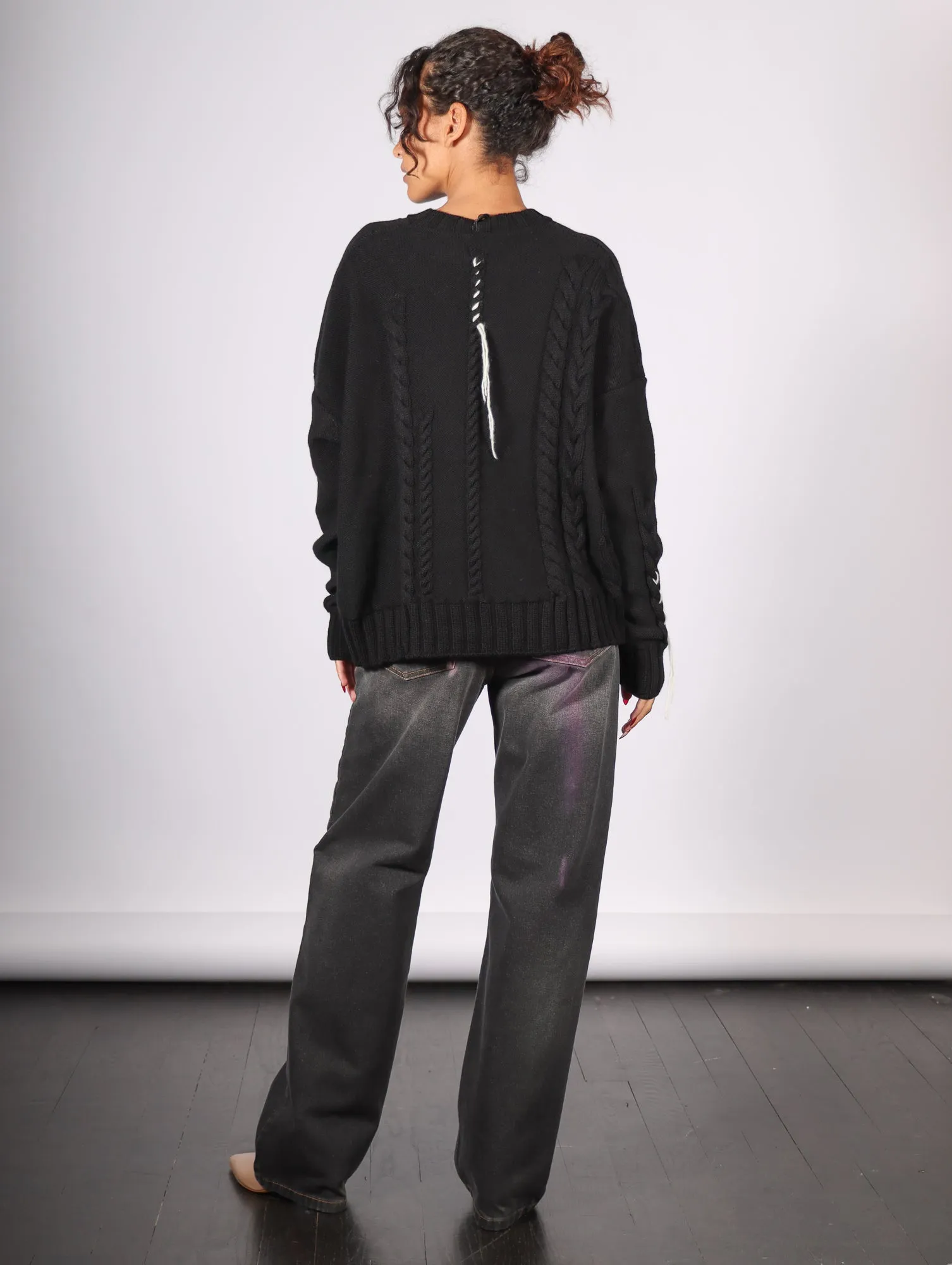 Pullover with Braid in Black by Serien°umerica