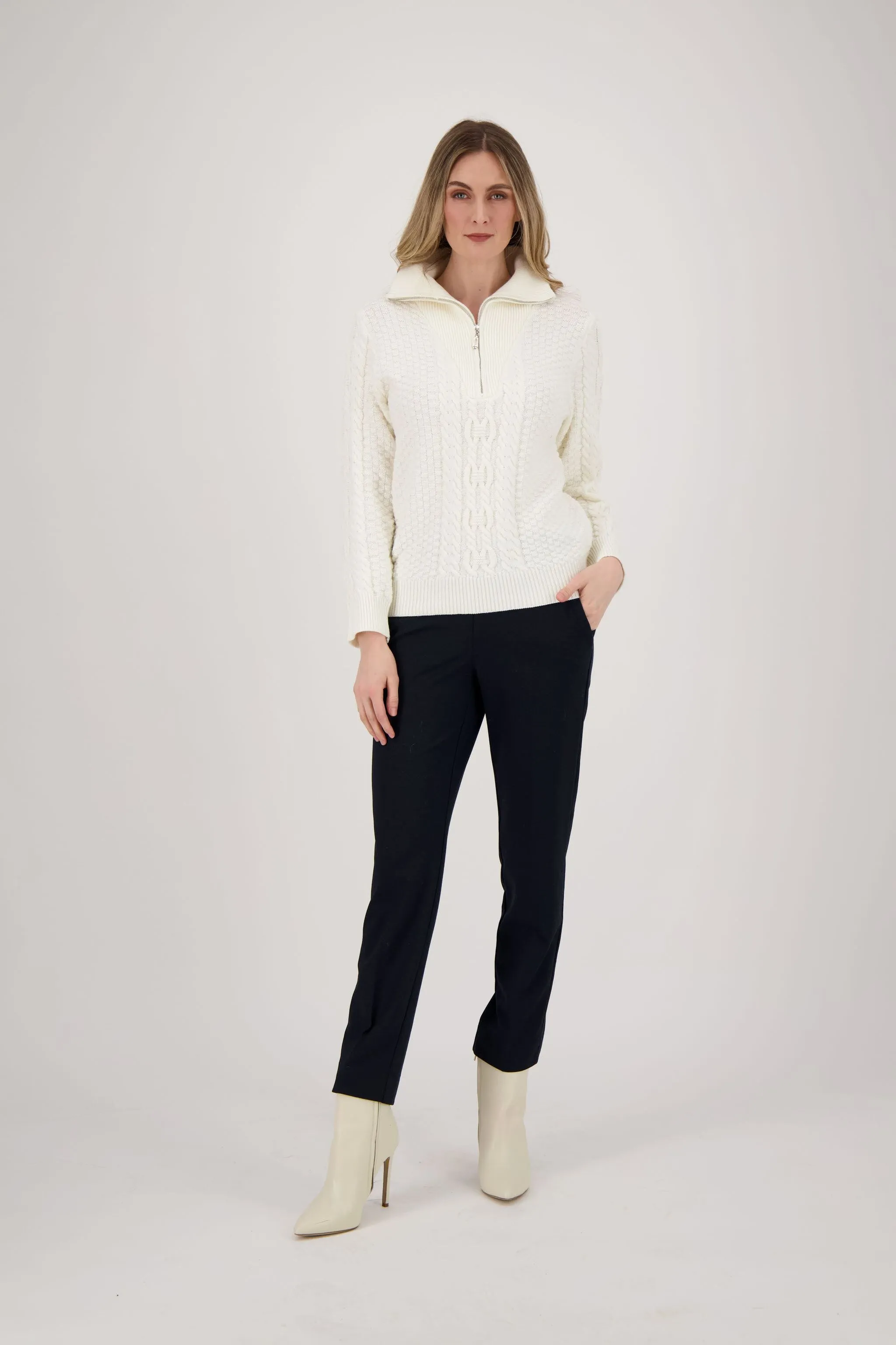 Quarter Zip Cable Knit Sweater