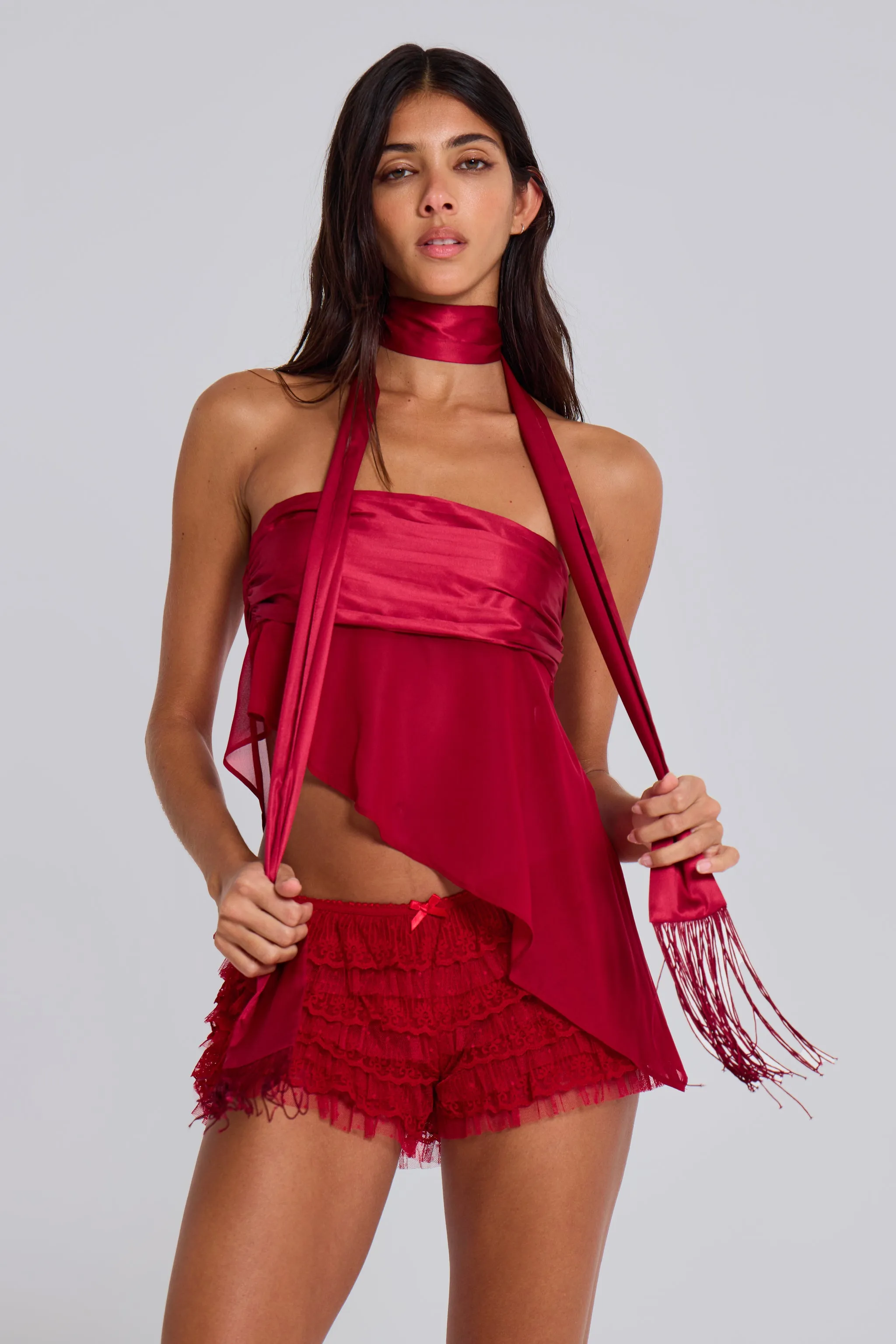 Regina Corset Top In Scarlet Red