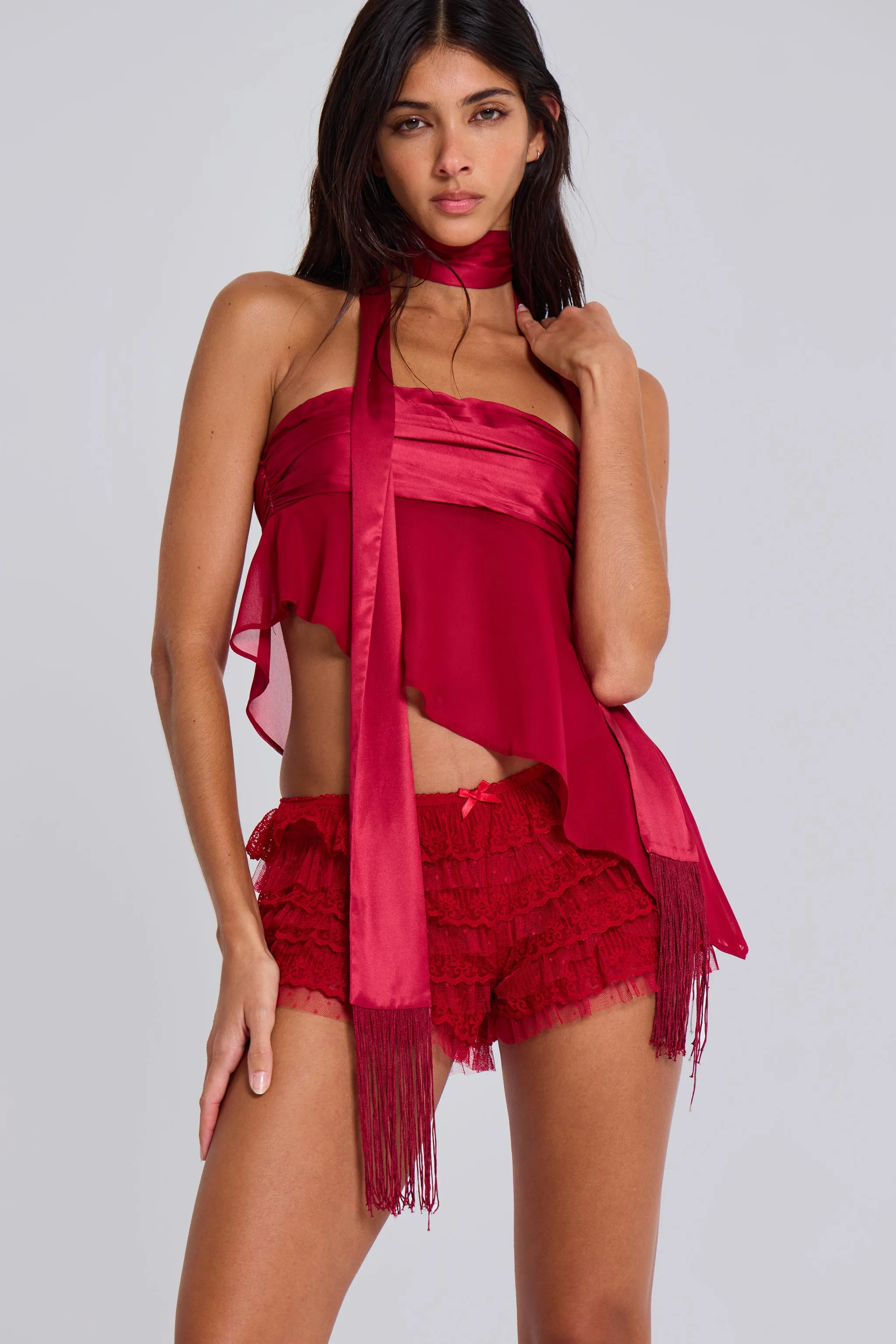 Regina Corset Top In Scarlet Red