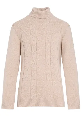 Regular Fit Wool Blend Light Beige Turtleneck Sweater