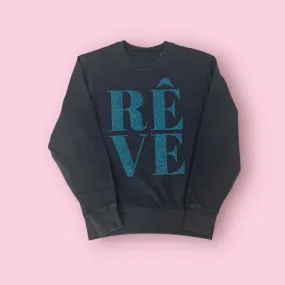 Reve Sweater - vintage black & lagoon glitter