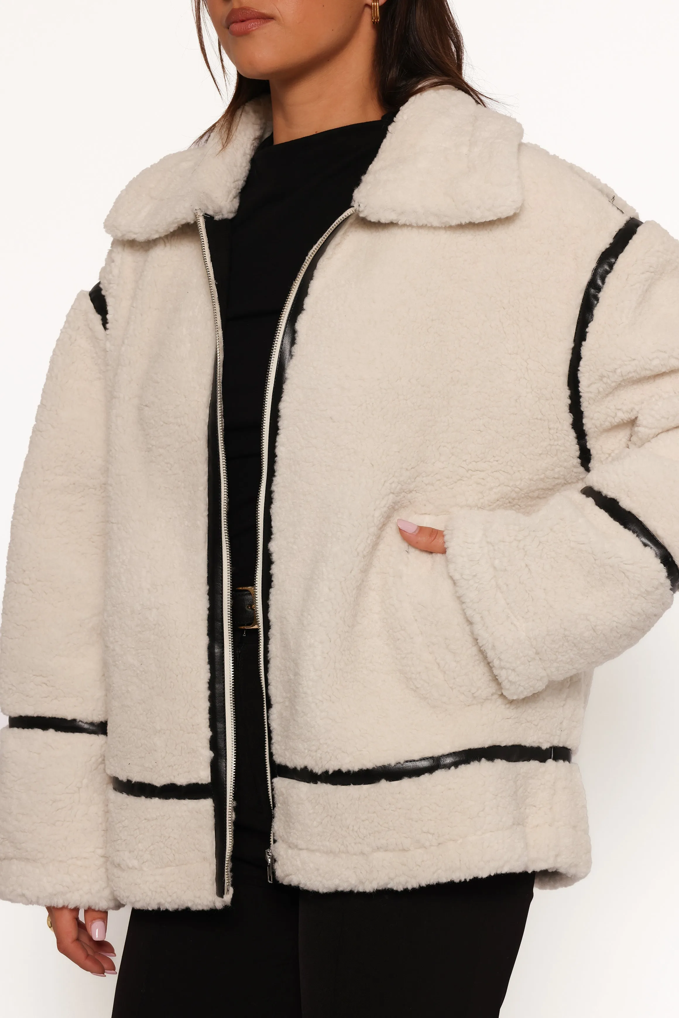 Ricki Faux Sherling Jacket - White