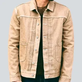 Roomy pocket self-edge jeans jacket
 for men