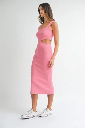 Salem Cut Out Knit Midi Dress Pink