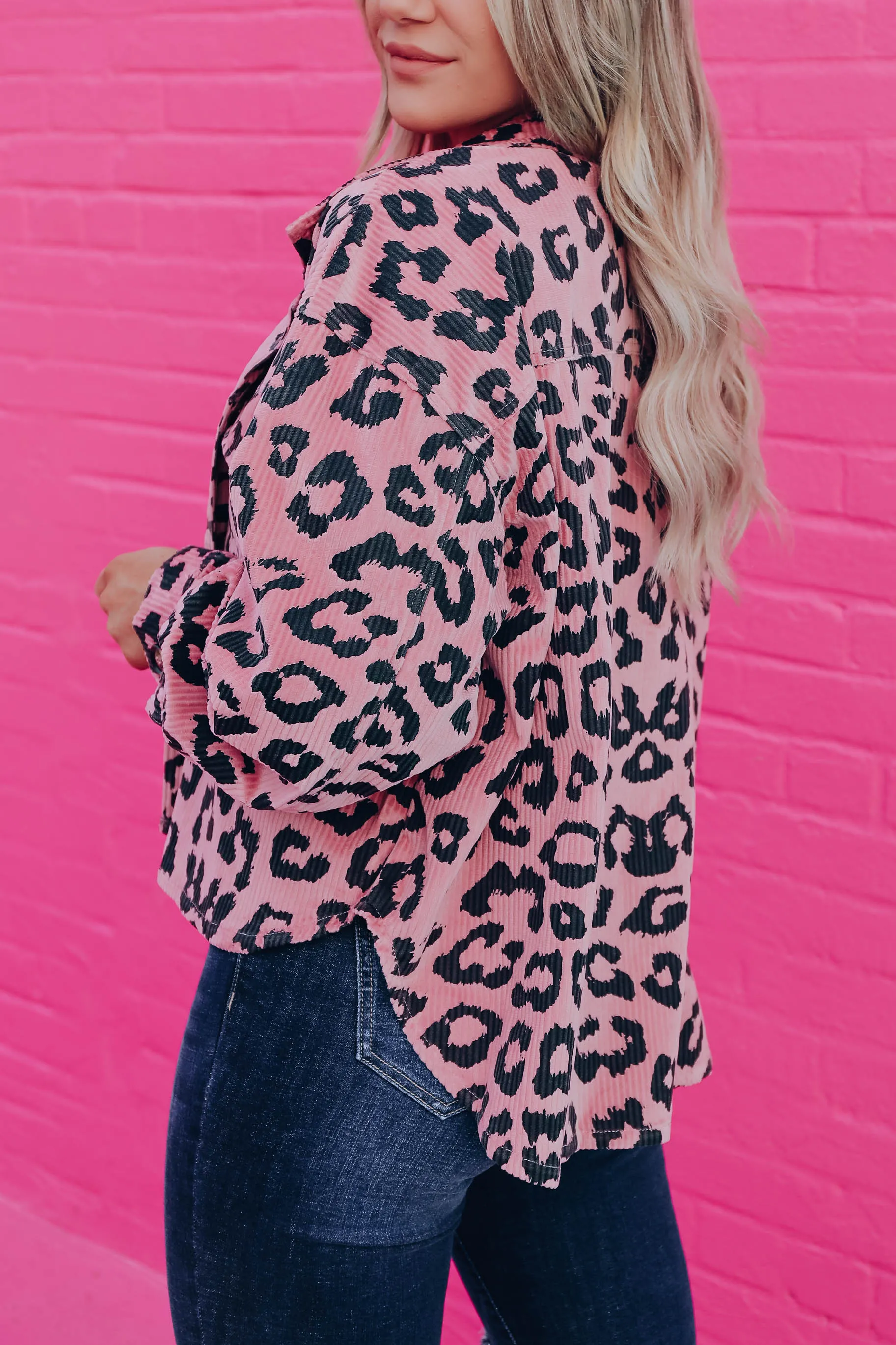 Sassiest Leopard Corduroy Shacket - Mauve