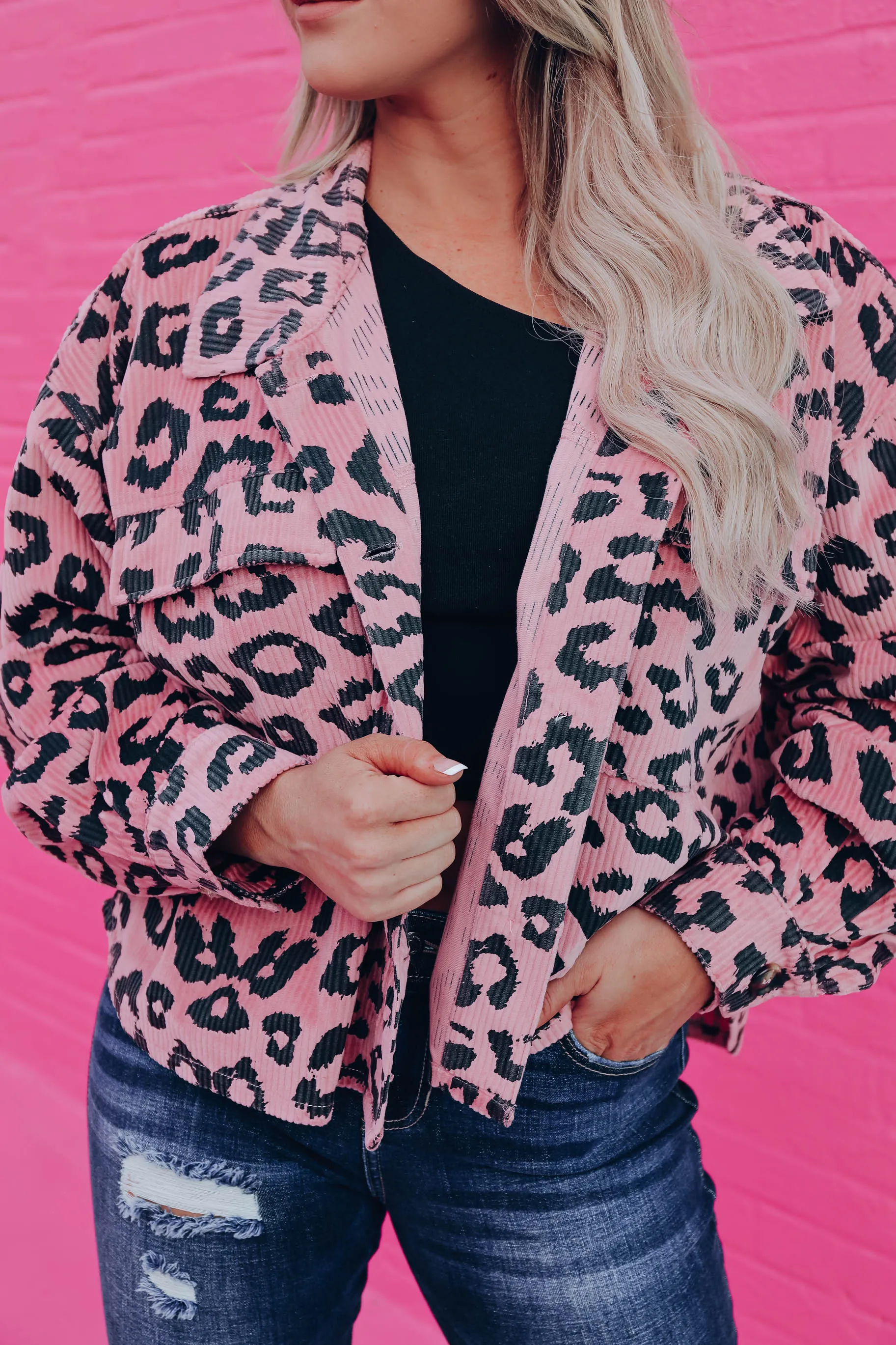 Sassiest Leopard Corduroy Shacket - Mauve