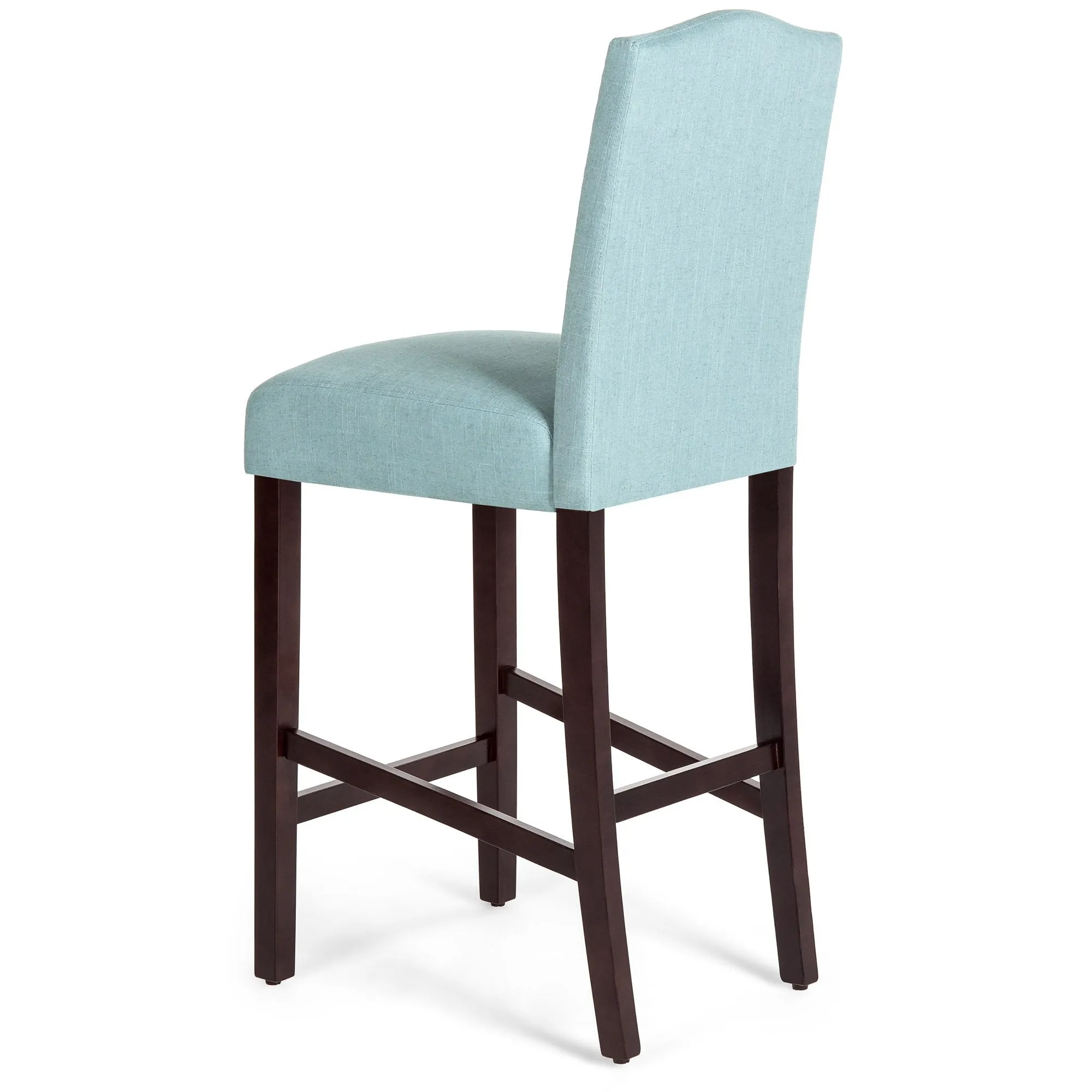 Set of 2 30in Upholstered Counter Height Bar Stools w/ Studded Trim Back