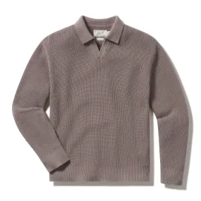 Shaker Stitch Cotton Polo Sweater - Frost Gray