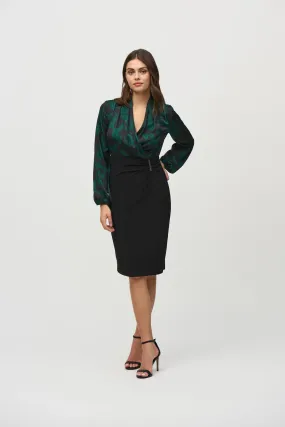 Silky Knit And Satin Paisley Sheath Dress
244128