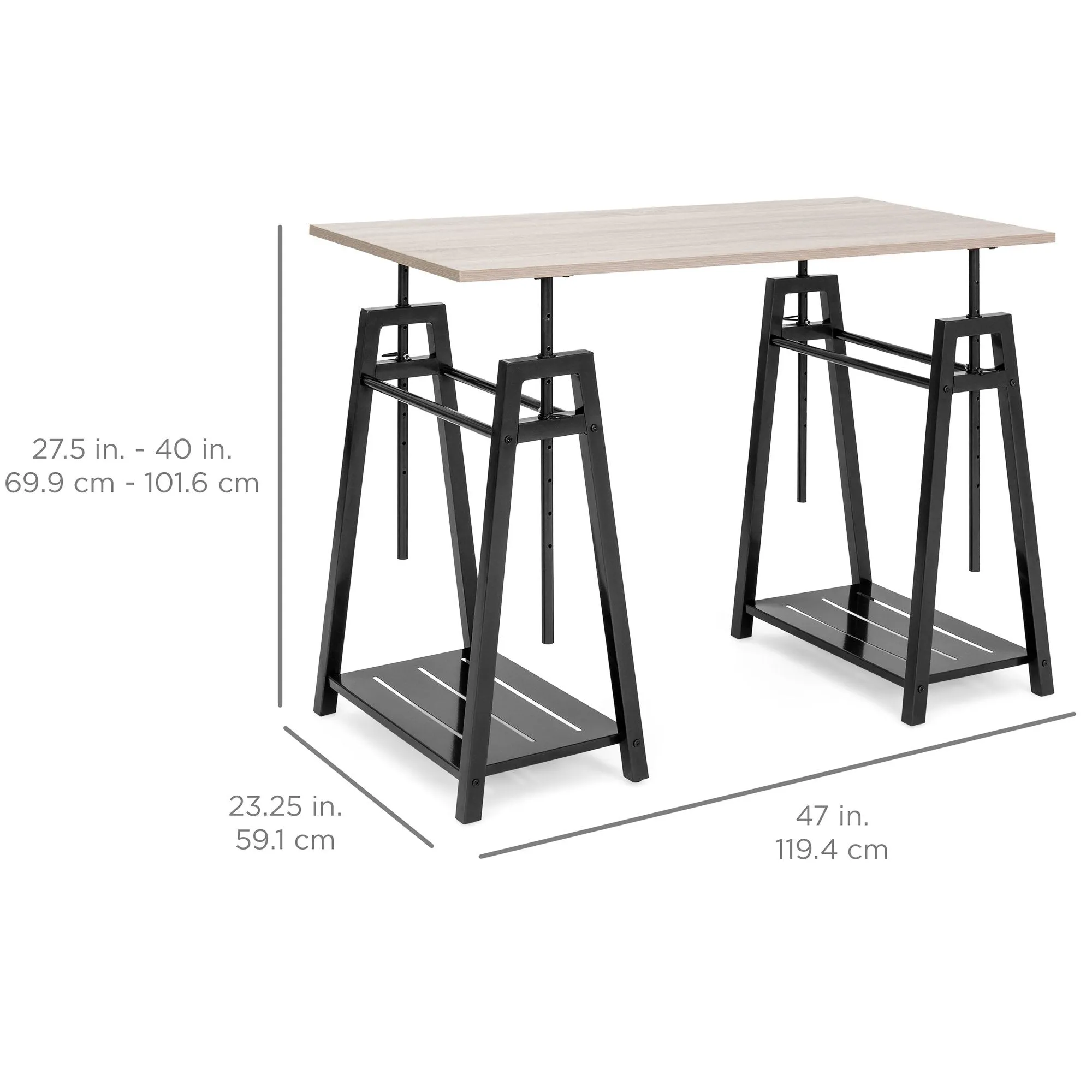 Sit to Stand Office Work Desk w/ Wood Finish, Adjustable Height