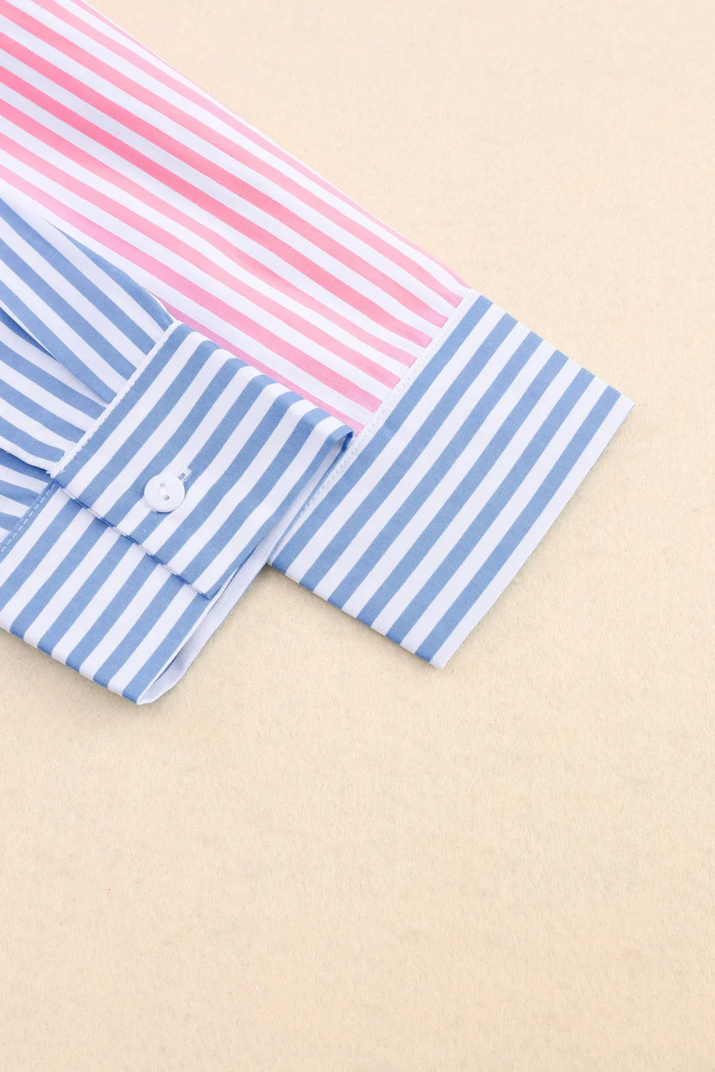 Sky Blue Contrast Striped Print Shirt