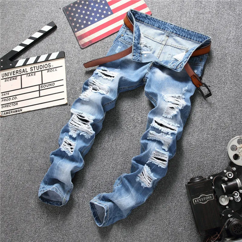 Slim fit Sky Ripped High Quality Denim