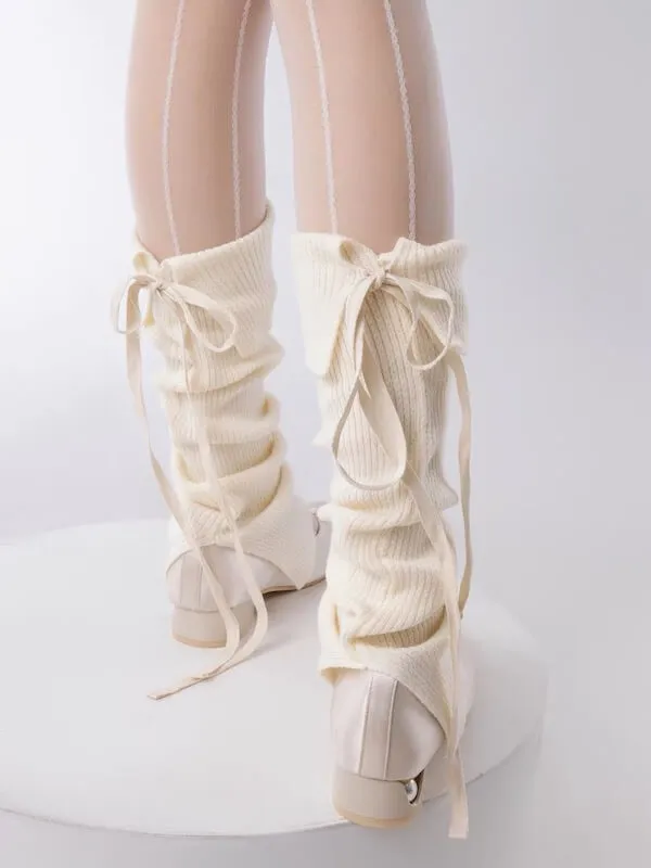 Soft ribbon ballet leg warmers