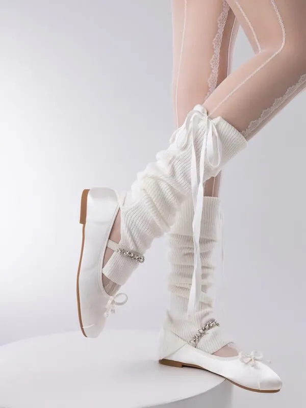 Soft ribbon ballet leg warmers